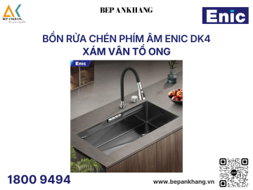 Bồn rửa chén phím âm Enic DK4 - Màu xám hạt trơn - Màn hình led hiển thị nhiệt độ